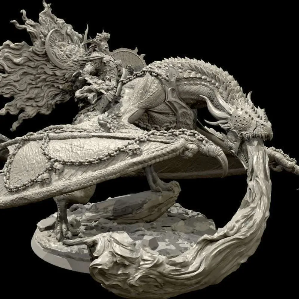 65mm 85mm 105mm Evil Fire Dragon Knight Resin Soldier Model 3D Printing Unassembled Unpainted Self-assembly Figurines Gift