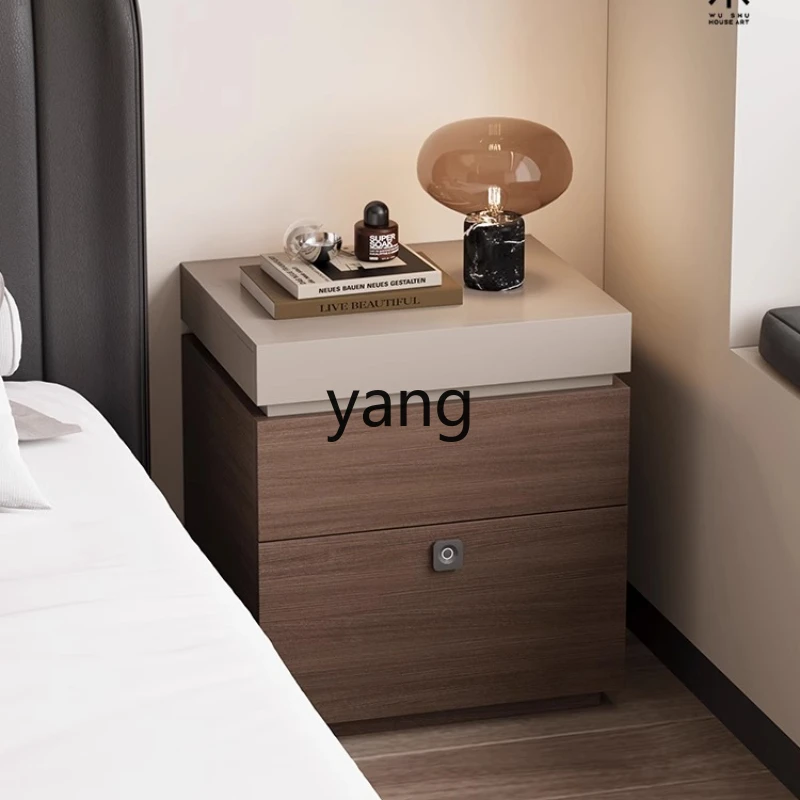 

TGF solid wood bedside table Italian minimalist walnut bedside table with fingerprint lock storage cabinet