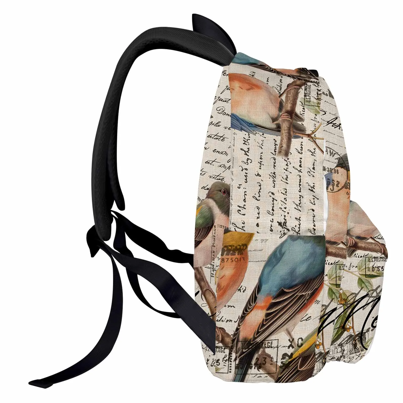 Vintage Bird Hand Drawn Envelope Backpack School Bags for Teenagers Students Laptop Bag Women's Casual Travel Backpack