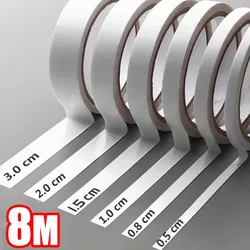 8M Double Sided Tape White Super Strong Double Faced Powerful Hand Tearing Ultra-thin High-adhesive Tape 5/8/10/12/15/18/20/30mm