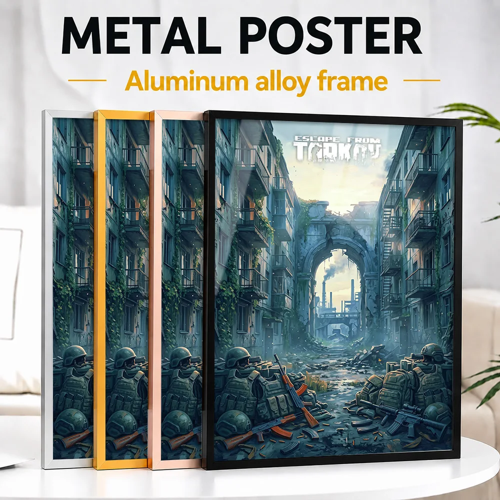 Escape From Tarkov Post-Apocalyptic Scene Framed Aluminum Metal Poster Personalized Painting Style Wall Art For Gaming Lounge