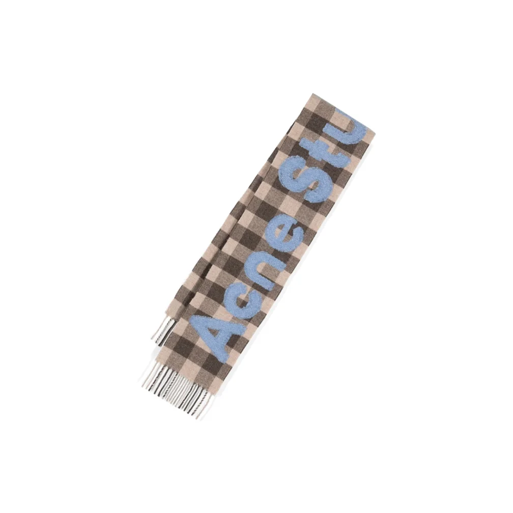 

Acne Studios Jacquard logo Checked Scarf CA0345-BLU