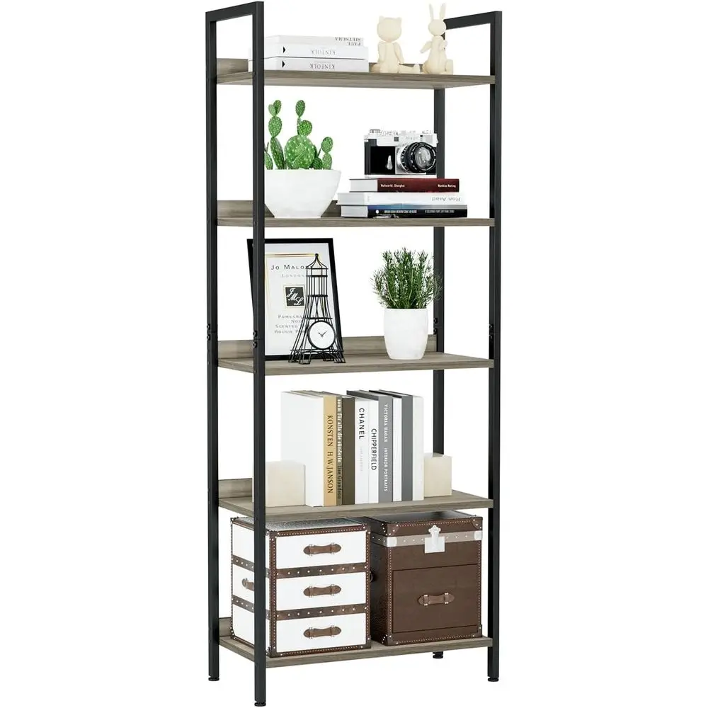

Bookshelf, 5 Tier Bookshelves, Home Office Bookcase Shelf Storage Organizer, Free Standing Storage Shelving Unit for Bedroom, Li