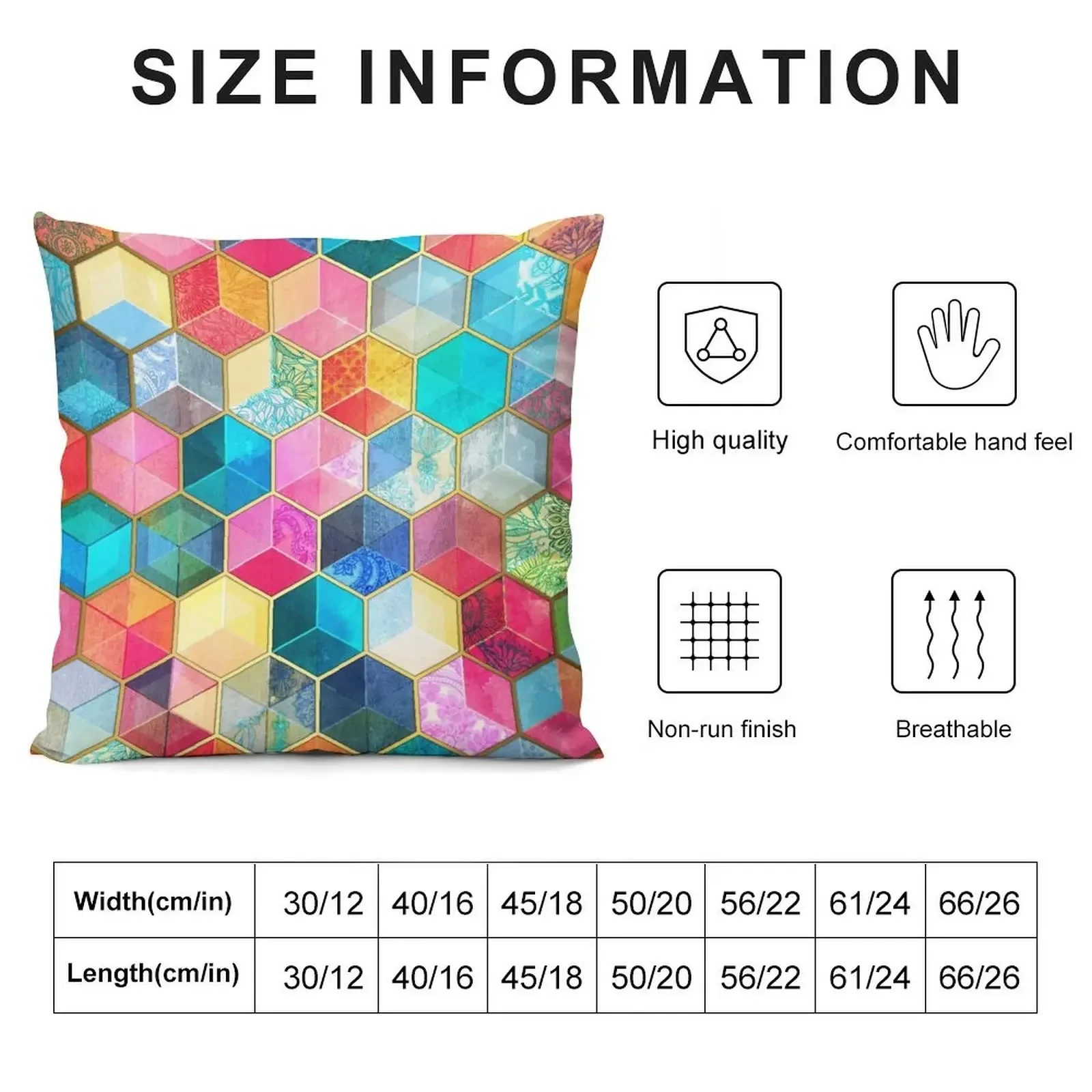 Crystal Bohemian Honeycomb Cubes - colorful hexagon pattern Throw Pillow Custom Cushion pillow