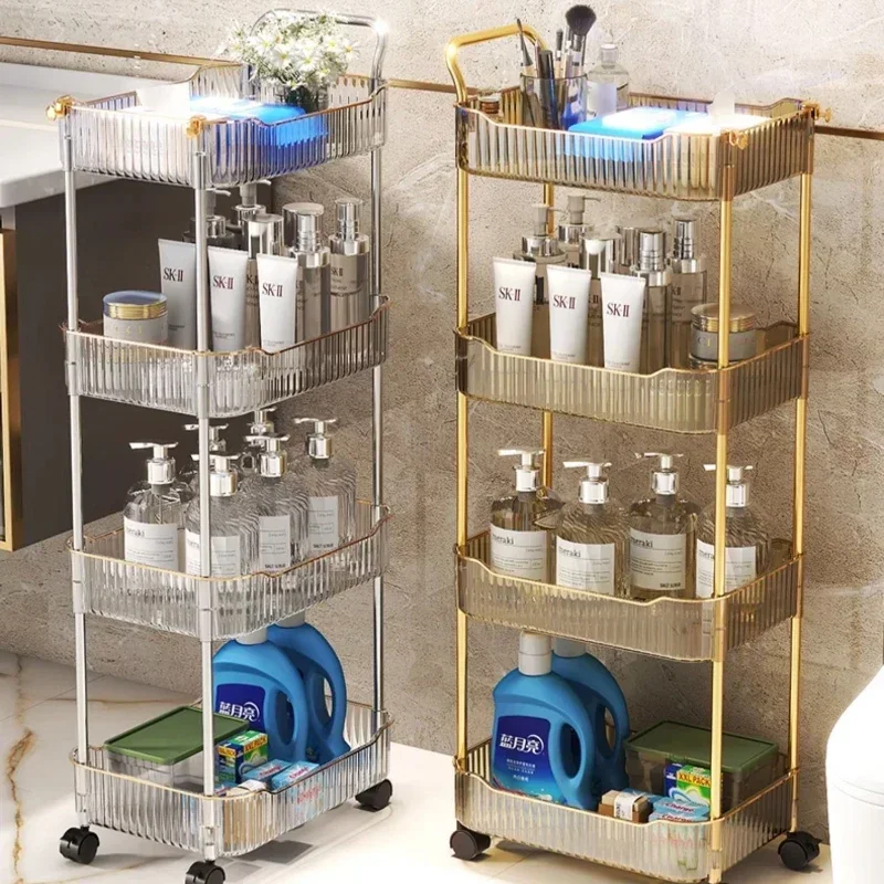 Scandinavian Design Seam-Fitting Storage Shelves, Mobile Multi-Layer Organizer for Bathroom Towels and Makeup, Hot