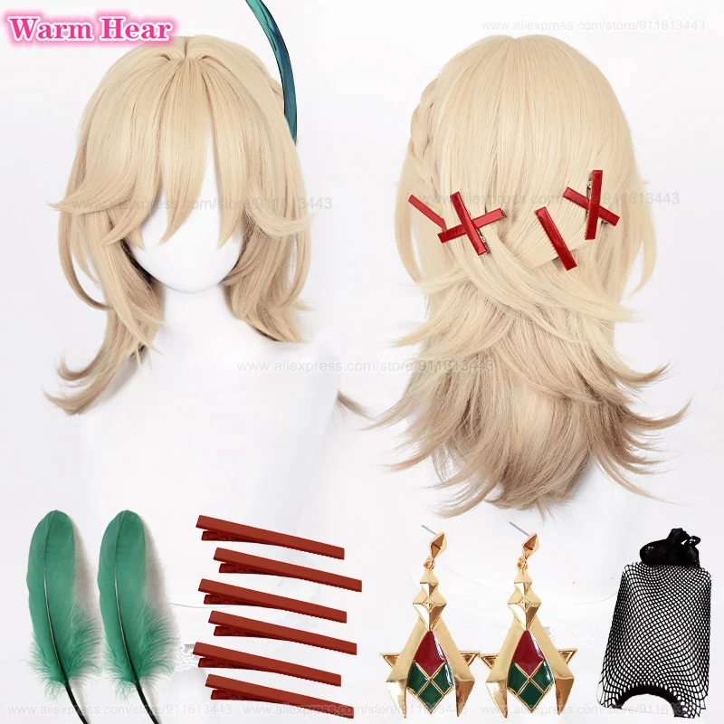 Kaveh Cosplay Wig Synthetic Anime Unisex Pre Braided Linen Gold Kaveh Cosplay Anime Wig Heat Resistant Hair Halloween Party Wigs