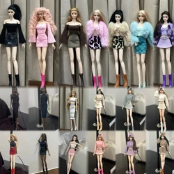 Clothes + shoes / 30cm doll clothing set plush coat top skirt boot / fashion outfit for 1/6 Xinyi FR ST blythe OB BB Doll