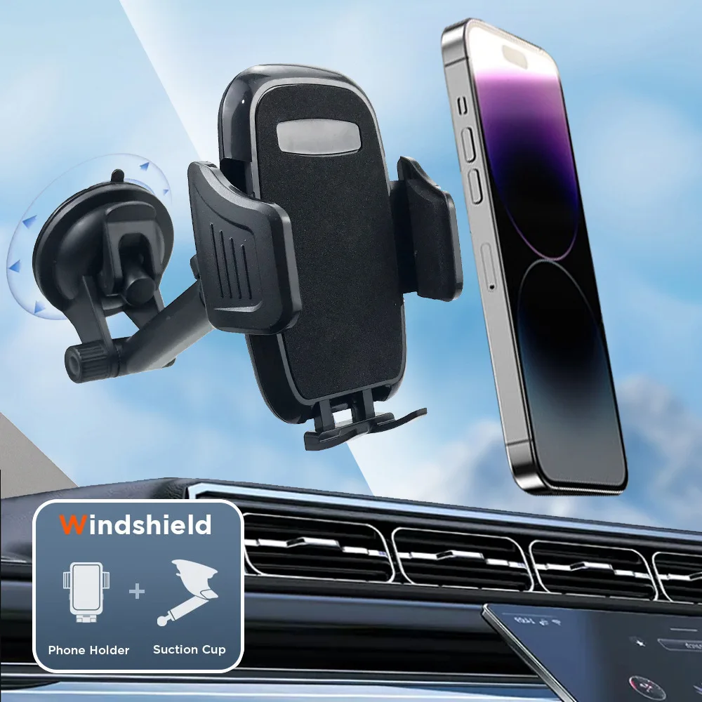 حامل هاتف السيارة العالمي جبل تنفيس الهواء لوحة القيادة الزجاج الأمامي 360 ° حامل دوار لهاتف iPhone Android Travel Essential #3