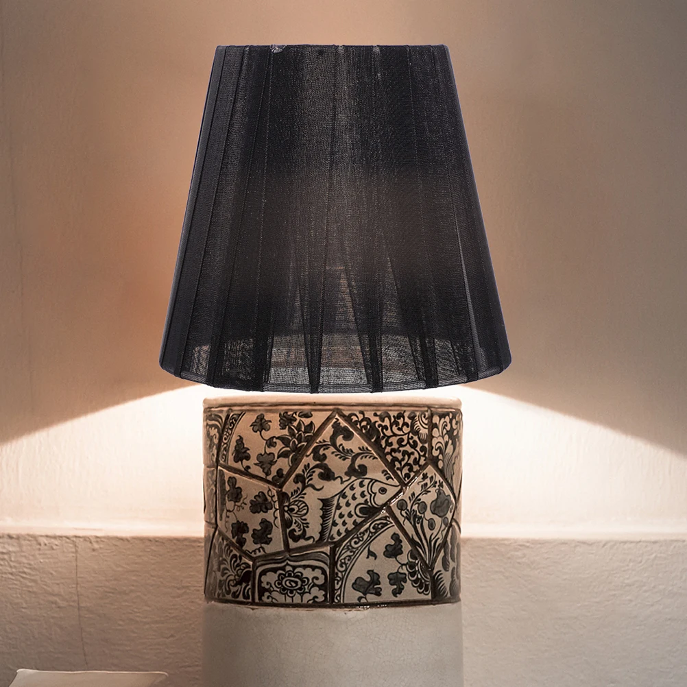 

2Pcs Lampshade Accessories E14 Gauze Translucent Covers Black Mesh Decorative Lampshades Wall Floor Ceiling Lighting Attachments