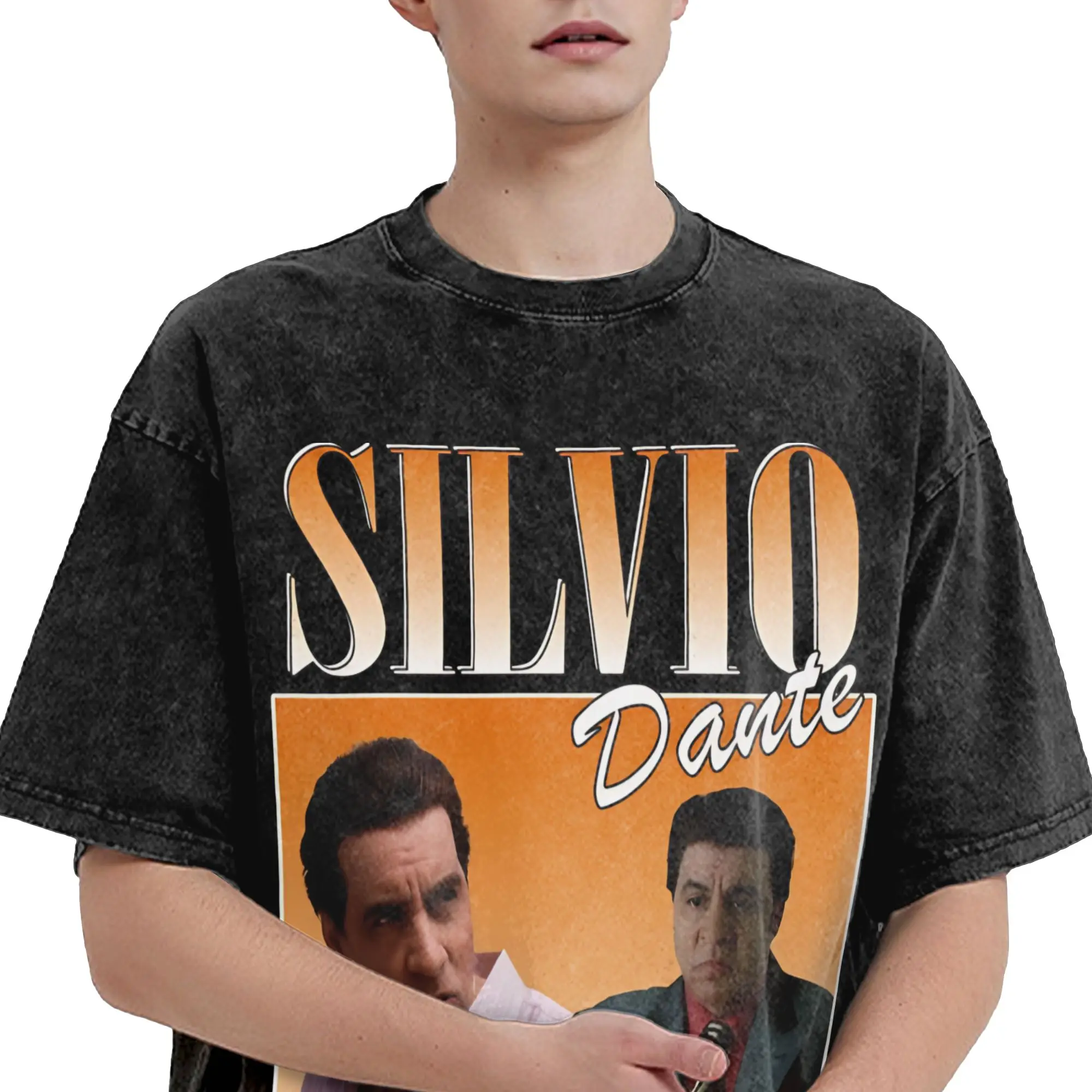 Men T-Shirt The Sopranos Characters Washed T-Shirts Harajuku Silvio Dante Summer T Shirt Y2K Retro Casual Clothes Plus Size 2XL