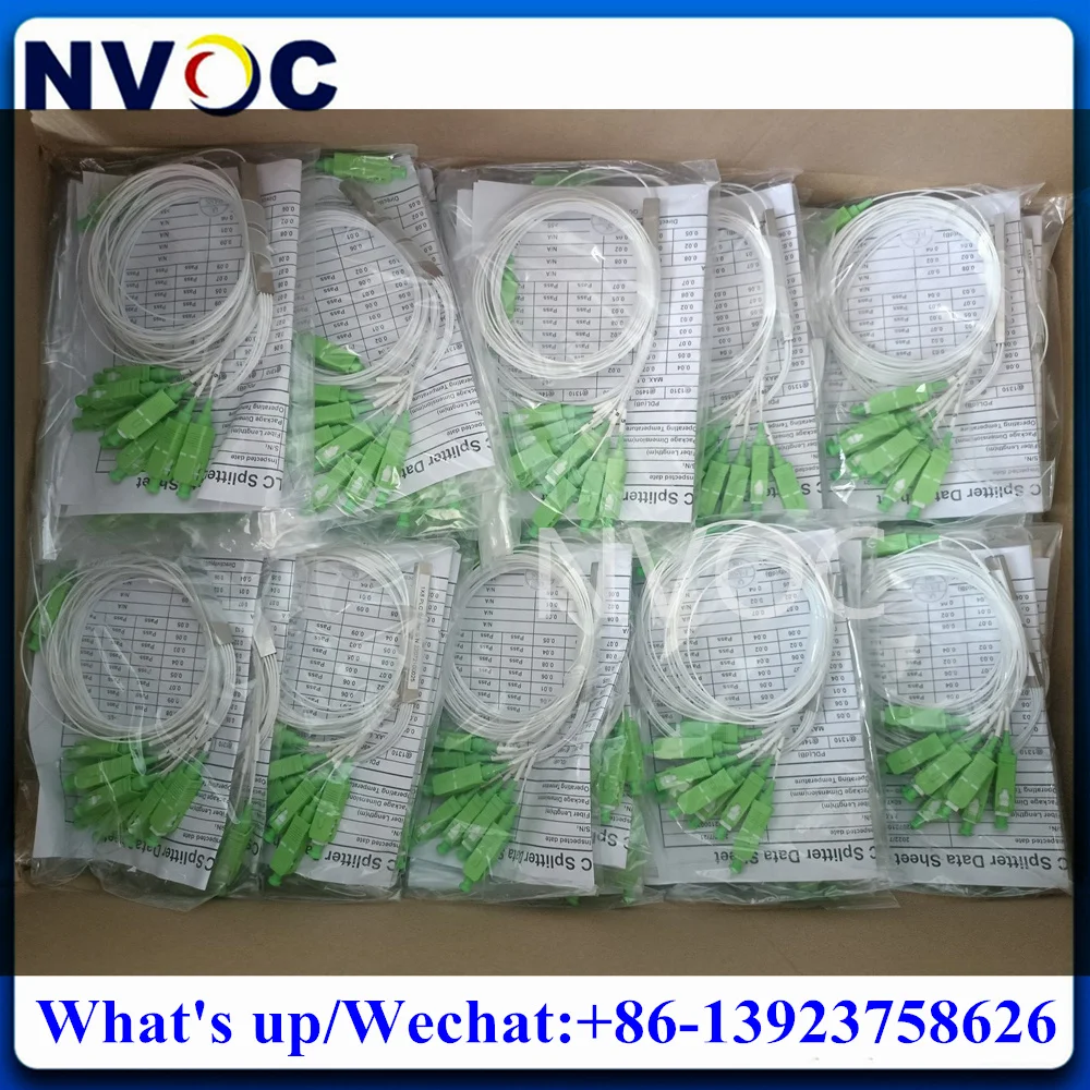 

50Pcs 1x8 PLC Splitter with SCACP 0.9mm 1M SM Steel Tube FTTH Mini Blockless 8Ports Fiber Optic without Connector