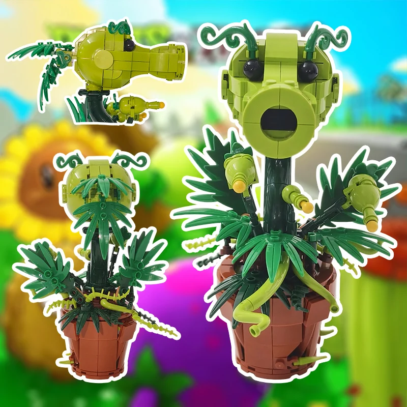 

Pea Shooter Piranha Plant Building Block Chomper Potted Plants Horrors Flower Model Bricks Assemble Toys Children Collect Gift