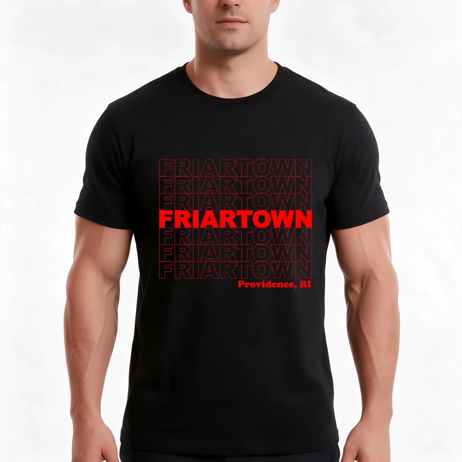 Friartown Providence Rhode Island T-Shirt, Summer Casual Cotton Tee, Oversized Streetwear Tops, Vintage Graphic Print