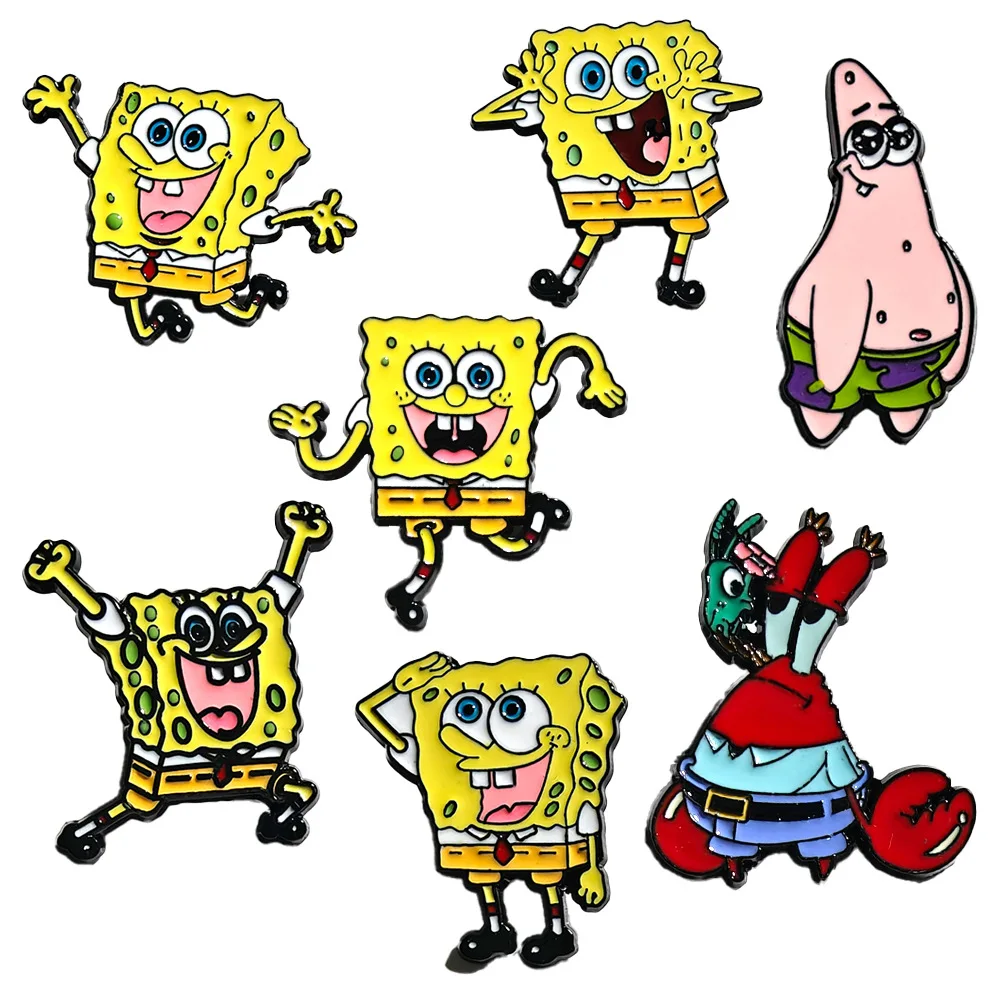 

1 Set SpongeBob SquarePants Star Brooch Cute Cartoon Metal Badge Accessories Male and Female Student Backpack Pin Decorations