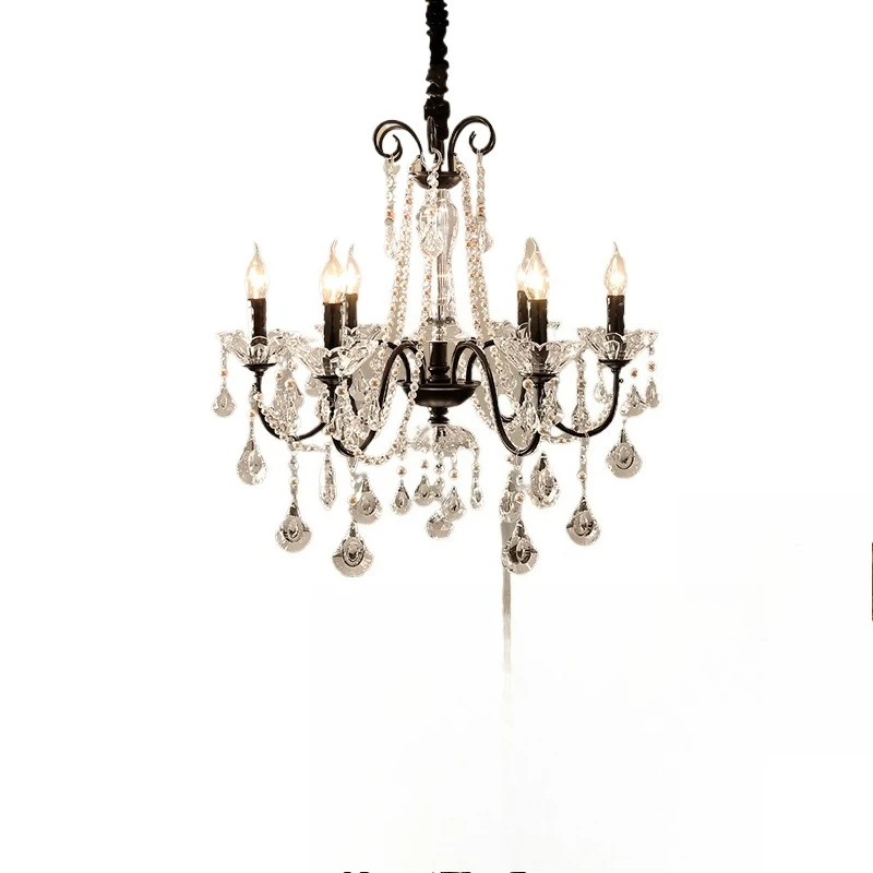 

French crystal living room retro chandelier personalized atmosphere hall dining room European candle lamp