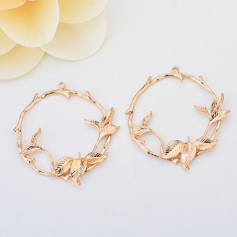 (1614) 38x38MM 24K Gold Color Plated Flower Rings Connector Charms Pendants for Jewelry Making Findings Accessorie Wholesales