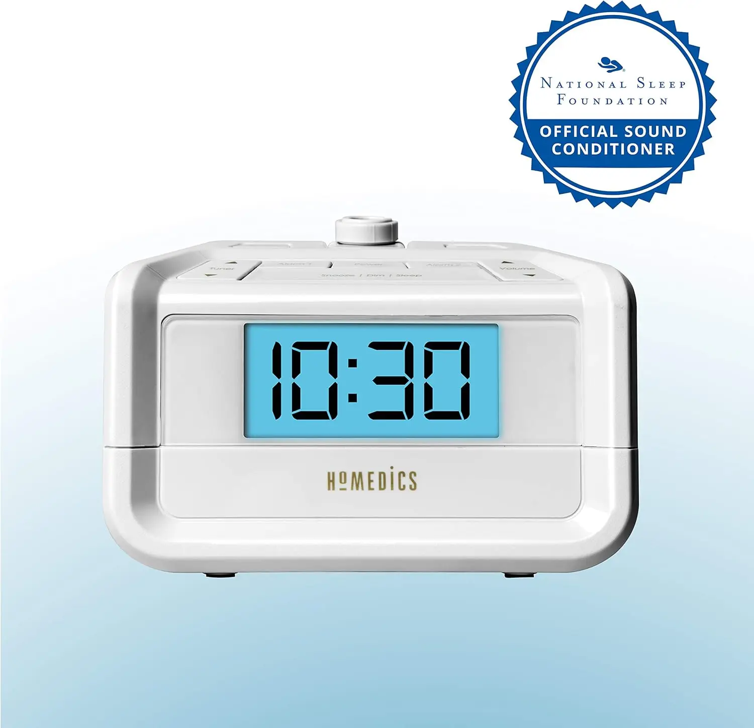 Dual Alarm FM Clock Radio with Time Projection, 8 Nature Sounds, Sleep Timer, Nightlight