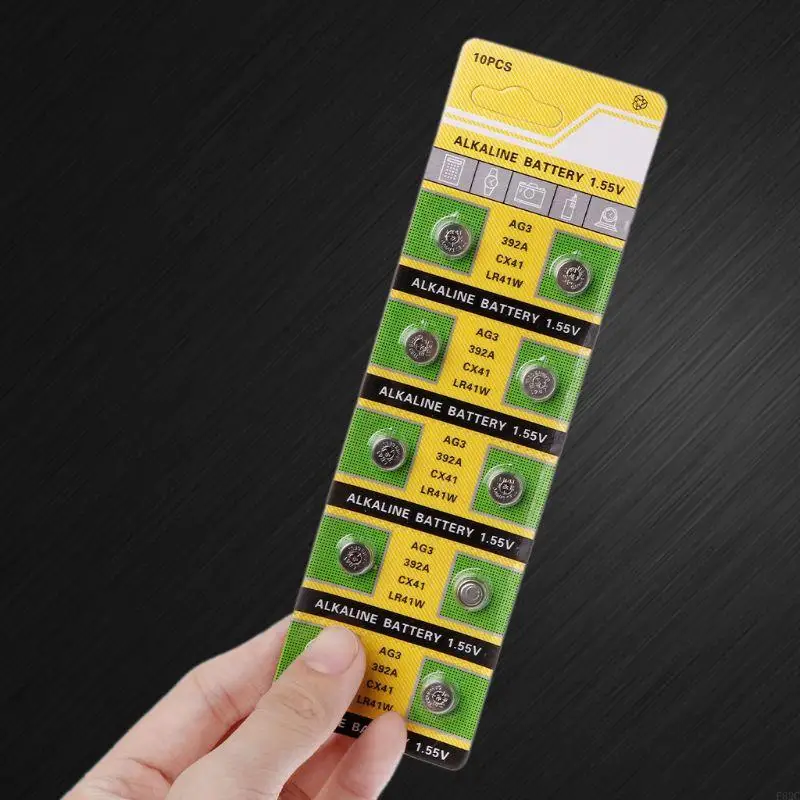 F62C 10 Cái/thẻ AG3 Dành Cho Đồng Hồ Đồ Chơi Điều Khiển Từ Xa LR41 Cell Coin Pin Alkaline 1.55V