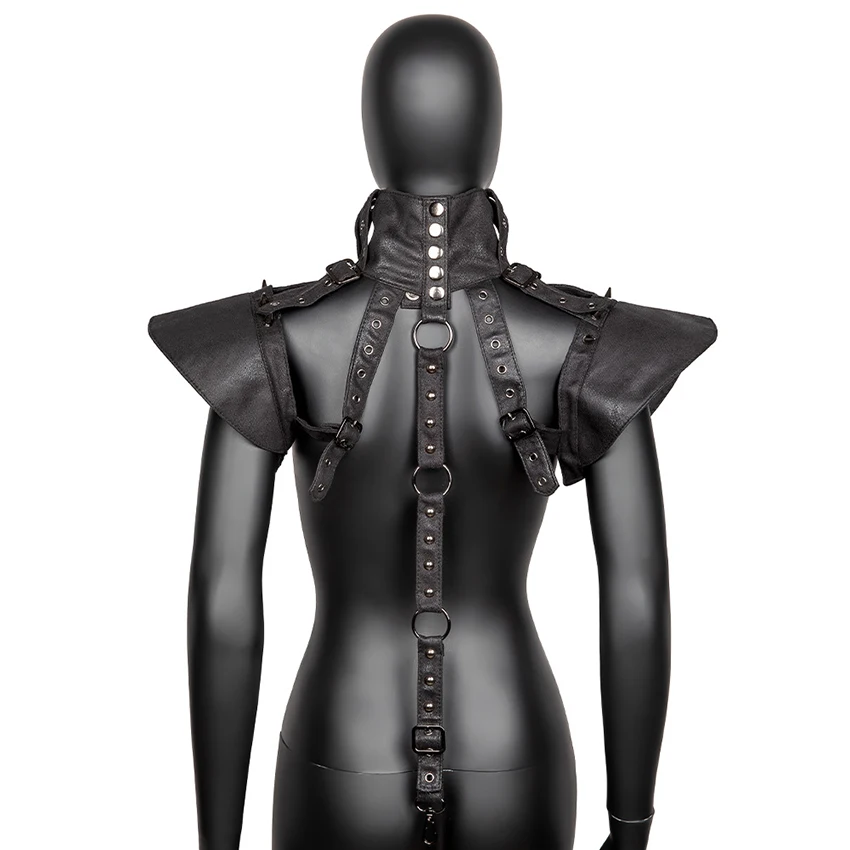 Medieval Shoulder Pad Neck Protection Steampunk Vintage Knight Pauldrons Scarf Leather Halloween Costume Buckles Western Vest
