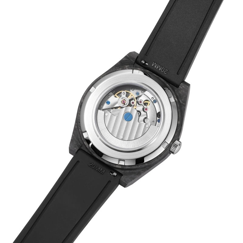 2025 جديد 40 مللي متر الكربون ساعة أوتوماتيكية فاخرة 100 متر مقاوم للماء غواص الساعات حركة أوتوماتيكية غواص ساعة رجالية