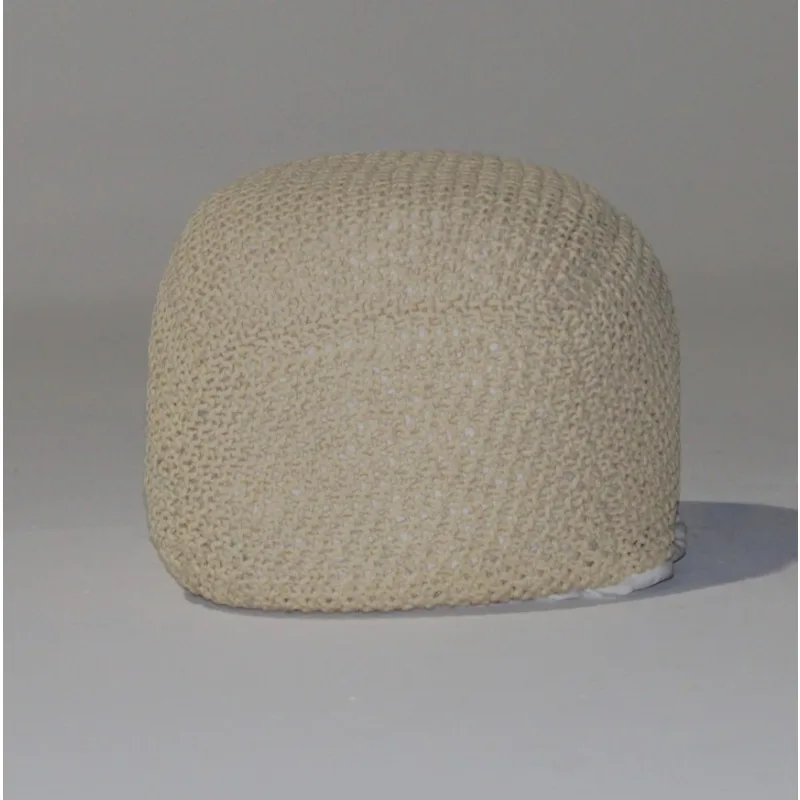 

Cotton Semi Rounded Pouf Cable Knitted Handmade Perfect Seating For Children Adults Footrest For Bedroom Living Room