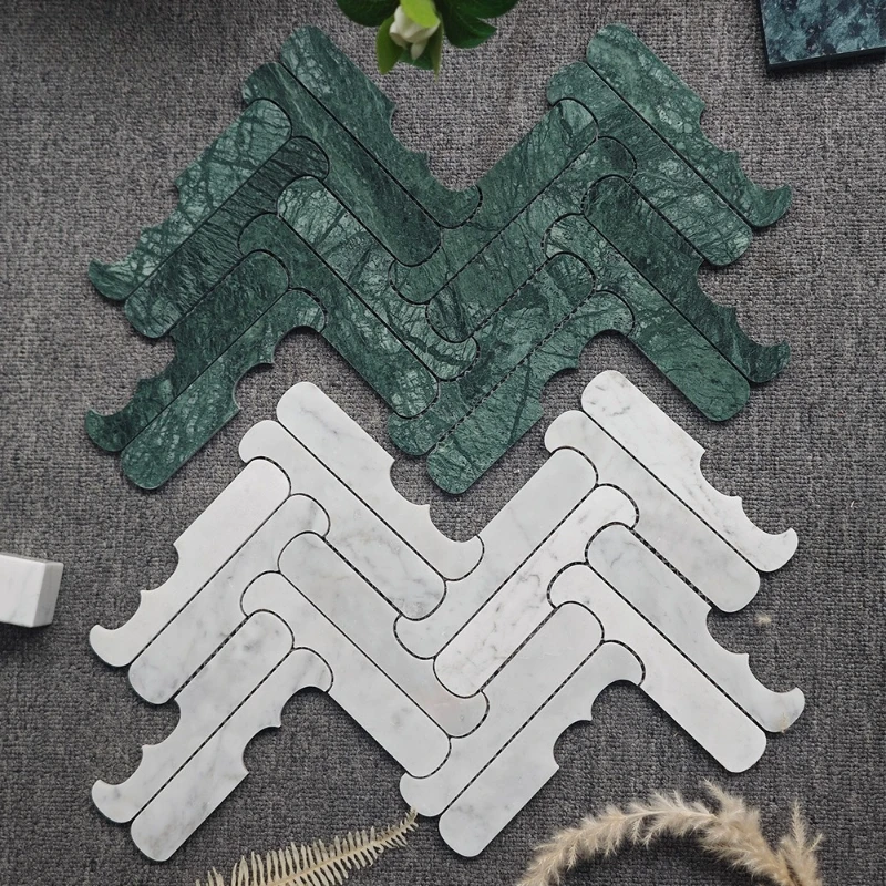 Irregular special-shaped herringbone spell retro French style with water jet marble parquet high-end home improvement floor