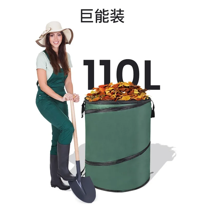 Tas Pengumpul Daun Kapasitas Besar Kain Oxford Hortikultura, Tahan Air, Tebal, Penyimpanan Ember Lipat Portabel