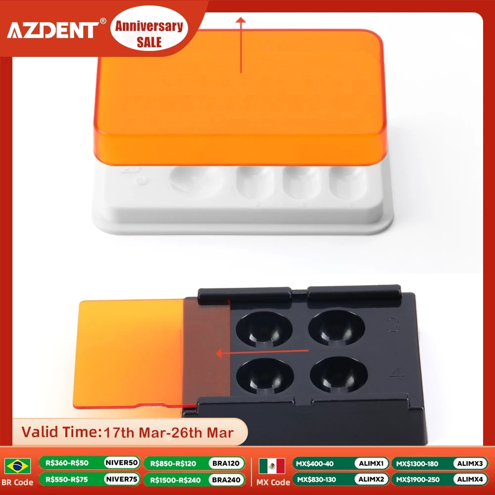 4 Holes/8 Holes AZDENT Dental Veneer Storage Box Teeth Patch Shading Light Storage Case Denture Retainer Molar Boxes Dentistry