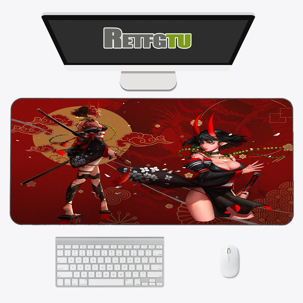 Master of The Devil Japan Mouse Pad Black and White Gaming Keyboard Rubber Pad Pad on The Table Desk Mat Anime Mouse Mat Pc Rug