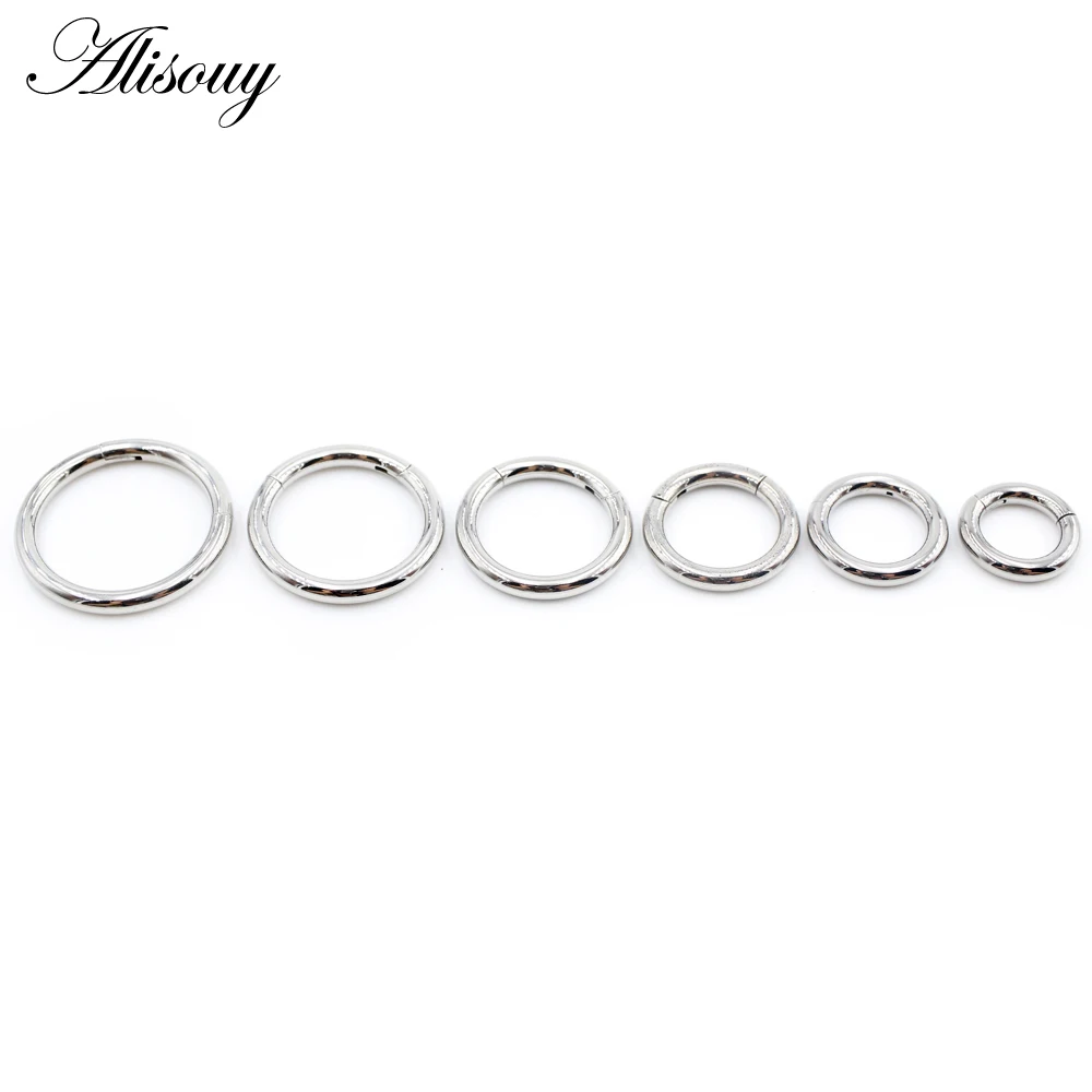 Alisouy 1PC Stainless Steel Large size Round Hinged Clicker Nose Septum Rings Clip Hoop Cartilage Earrings Body Piercing Jewelry