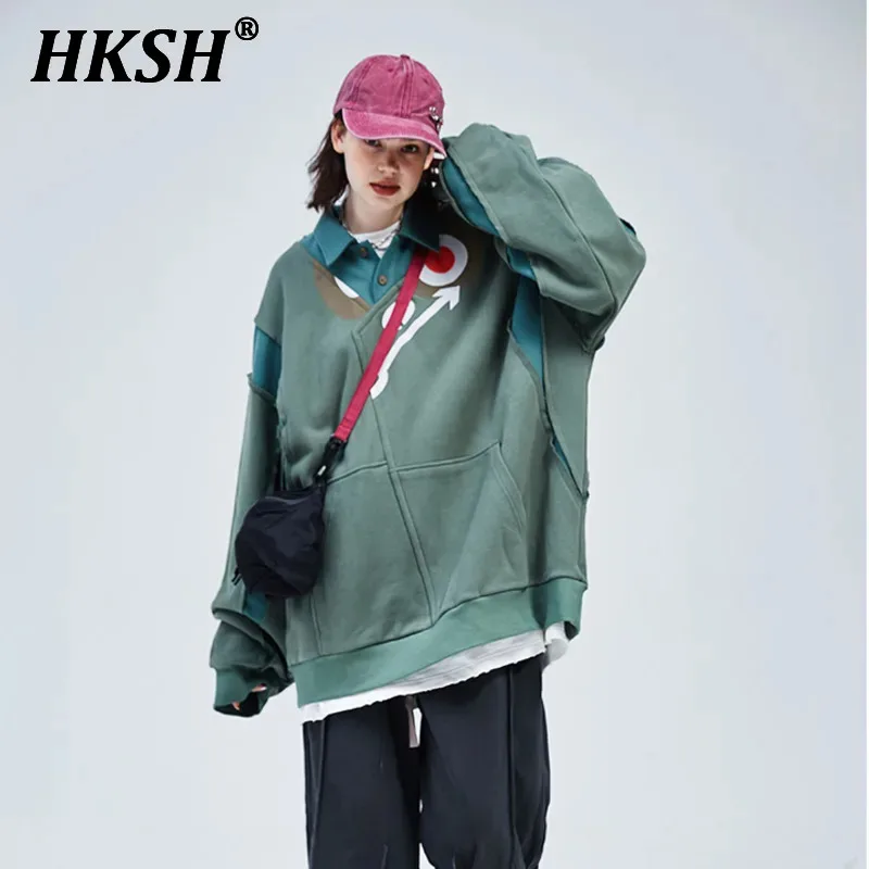 

HKSH Autumn Winter New Women's Tide Punk Print Coat Campus College Vintage Pullover Sport Sweatshirt Casual Chic Hoodies HK2379