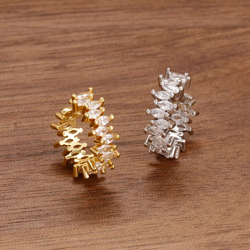 CZ Ear Cuff Women Multi Row Pave Sparkly No Piercing Clip On Elegant Luxury Earring French Minimalist Fashion Jewelry Gift