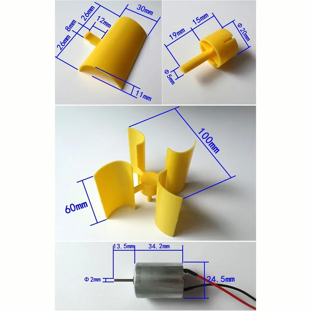1 Set Wind Generator Kits 20x19x13cm Mini Vertical Wind Generator Wind Turbine Instructional Model Teaching Experiment Tools