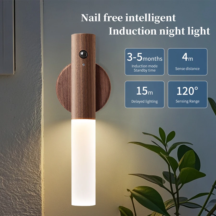 

Intelligent Induction Night Light Magnetic Rechargeable Wall Lamp Portable Drawer Cabinet Fridge Door Stairway Hallway Light