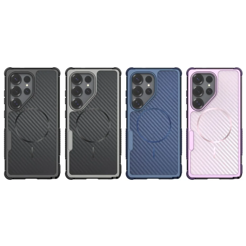 Kohlefaser-Textur Magnetische Handyhülle für Samsung Galaxy S26 S25 S24 Ultra Plus S26+ A18 A26 A37 A57 Stoßfeste Panzerhülle