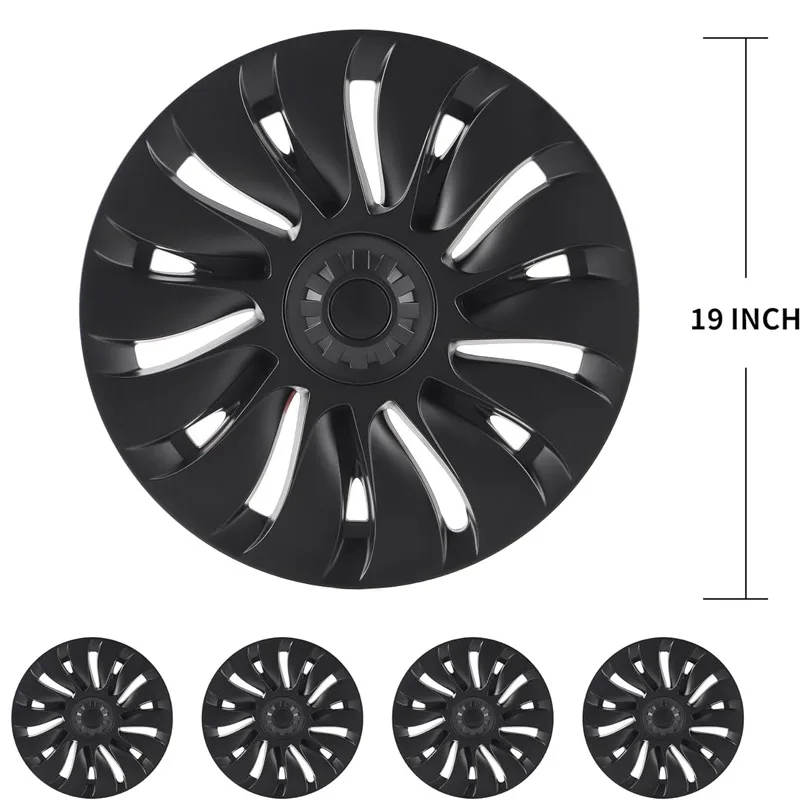 4PCS Hub Cap for Tesla Model Y 19-Inch Performance Replacement Wheel Cap Automobile Hubcap Full Rim Cover Accessories 2018-2024