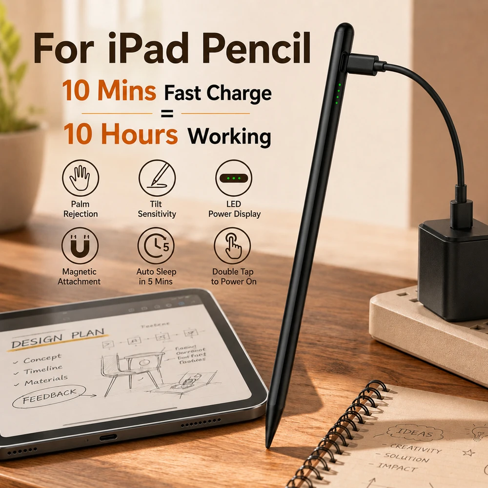 Palm Rejection Stylus Pen for IPad 11th 10th 9th 8th, Tilt Sensitivity Tablet Pen, Pencil for Apple IPad Pro 13 M4 M2 Touch Pen