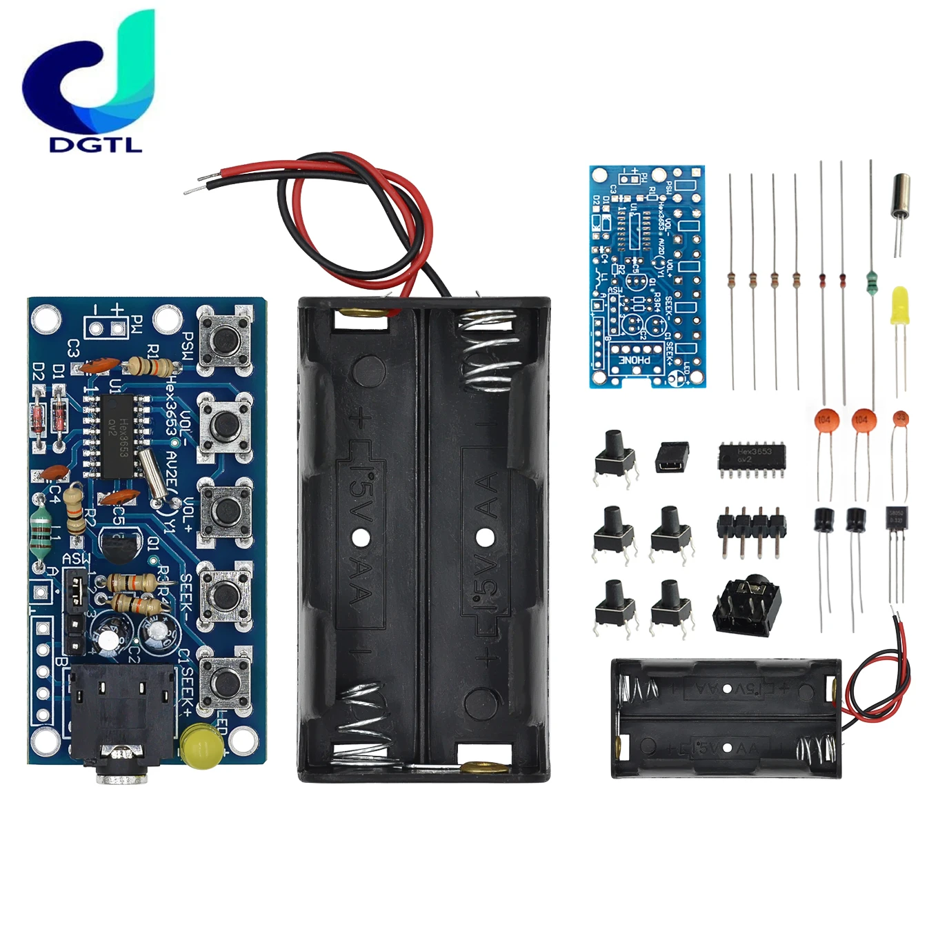 

DIY Electronic Kits Wireless Stereo FM Radio Receiver Module PCB 76MHz-108MHz DC 1.8V-3.6V