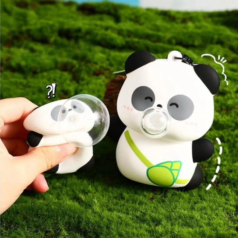 Decompression Blowing Bubble Panda Keychain Kawaii Exquisite Car Key Ring Cartoon Bags Car Keys Decors Panda Jewelry Keychain