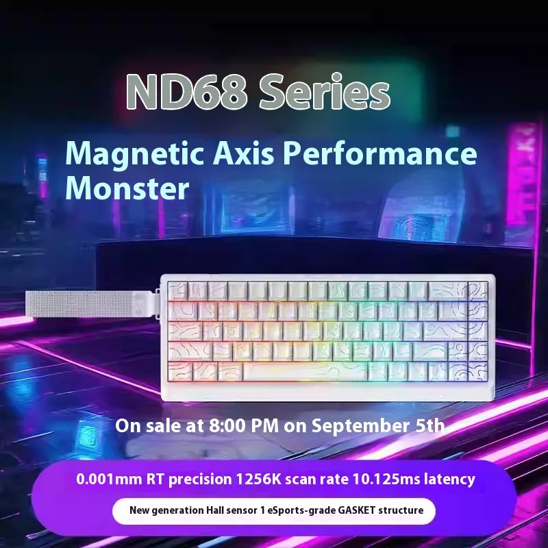 이록 Nd68 프로 마그네틱 스위치 키보드 0.001mm Rt 8k 인체공학적 게이밍 키보드 가스켓 핫스왑 홀 센서 rgb 키보드용