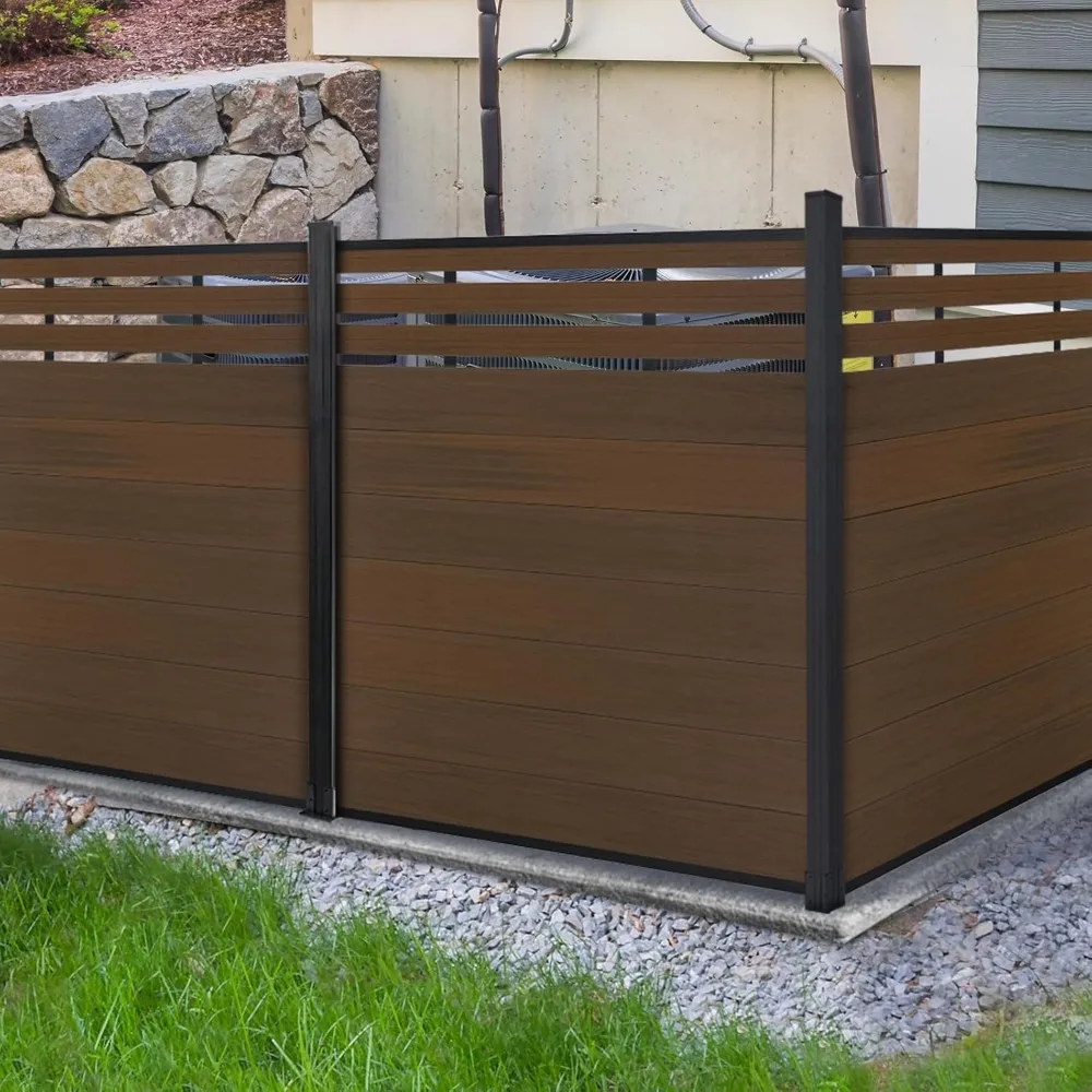 

6 Ft×6 Ft Semi-Open Wood Plastic Composite Fence Panels， Privacy Fence Board Screen Wind and Water Resistant Barrier Fencing