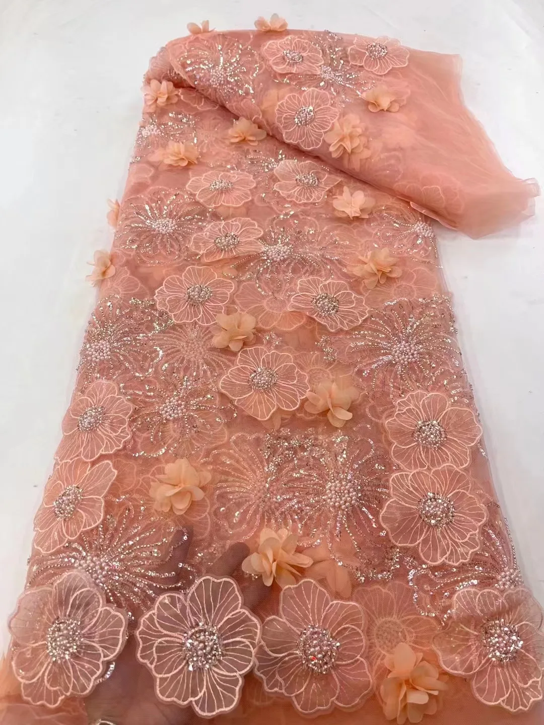 peach african organza lace Embroidery african cord lace 2023 swiss voile switzerland french nigerian lace fabrics high quality