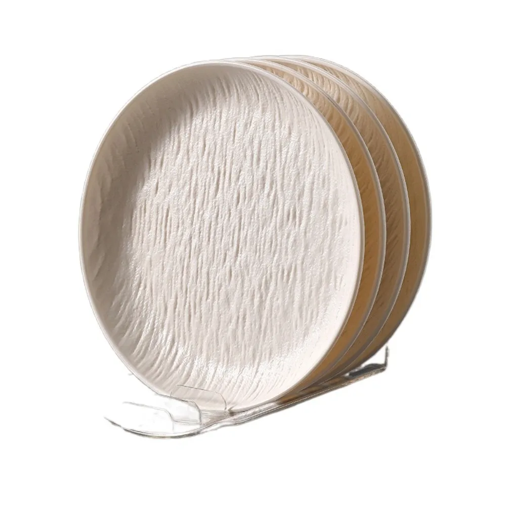

Creative INS Stone Grain Bone Plate with Base Shatter-Resistant Food Plate Salad Plate Reusable Candy Dessert Plate Household
