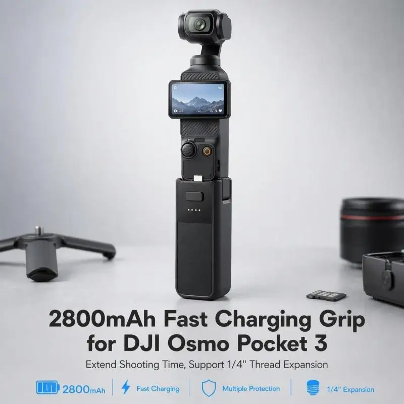 Hand Grip Power Bank For DJI Osmo Pocket 3 1/4 Inch Thread Type-C Charging Handle Battery Creator Combo Handheld Charging Grip