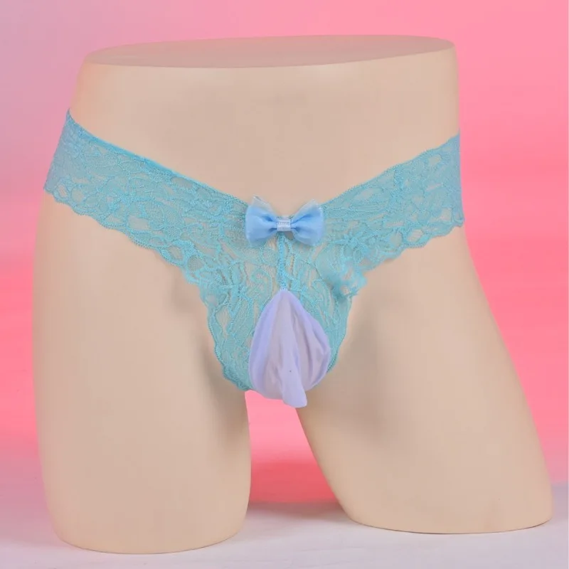 الدانتيل الجاكار سيسي الحقيبة سراويل مثلي الجنس الذكور شير الملابس الداخلية الرجال مثير رصاصة فصل Underpant مفتوحة إغلاق القضيب كم ملخصات