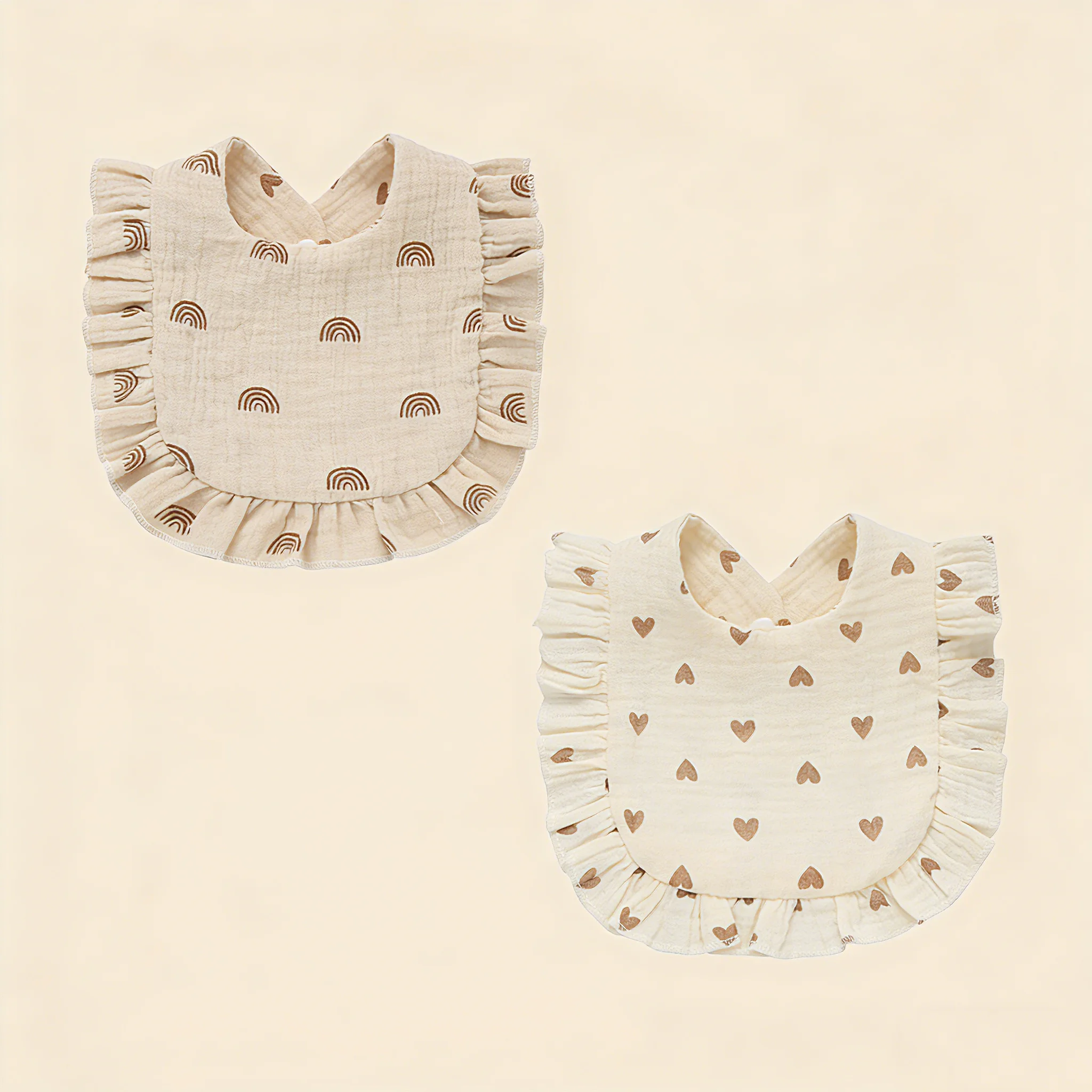 2 Pack Newborn Baby Bibs Cotton Absorbent Saliva Towel Feeding Bibs for Infan