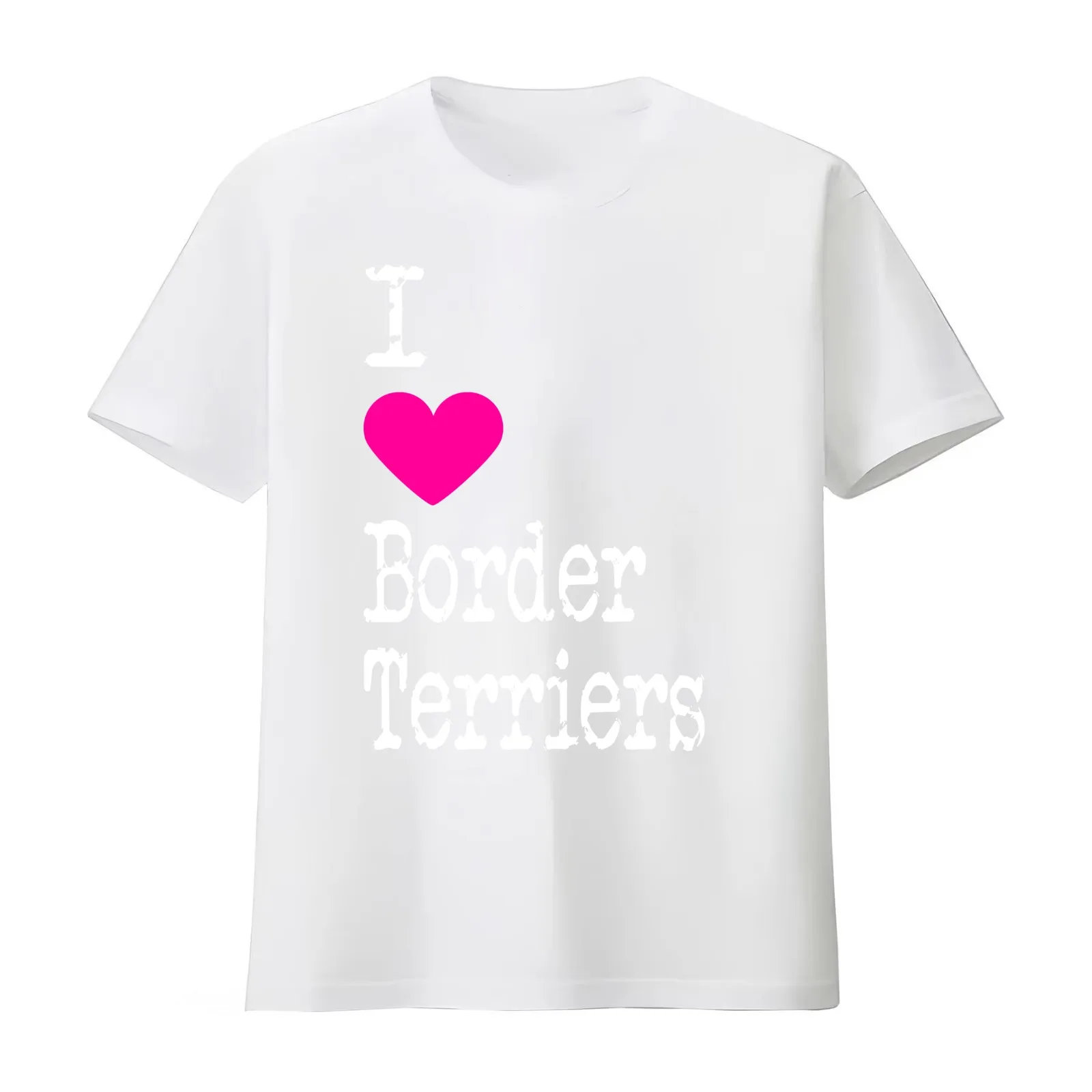 I Heart Border Terriers Love Border Terriers - Dog Breed T-Shirt Summer Casual Cotton Tee Oversized Streetwear Tops