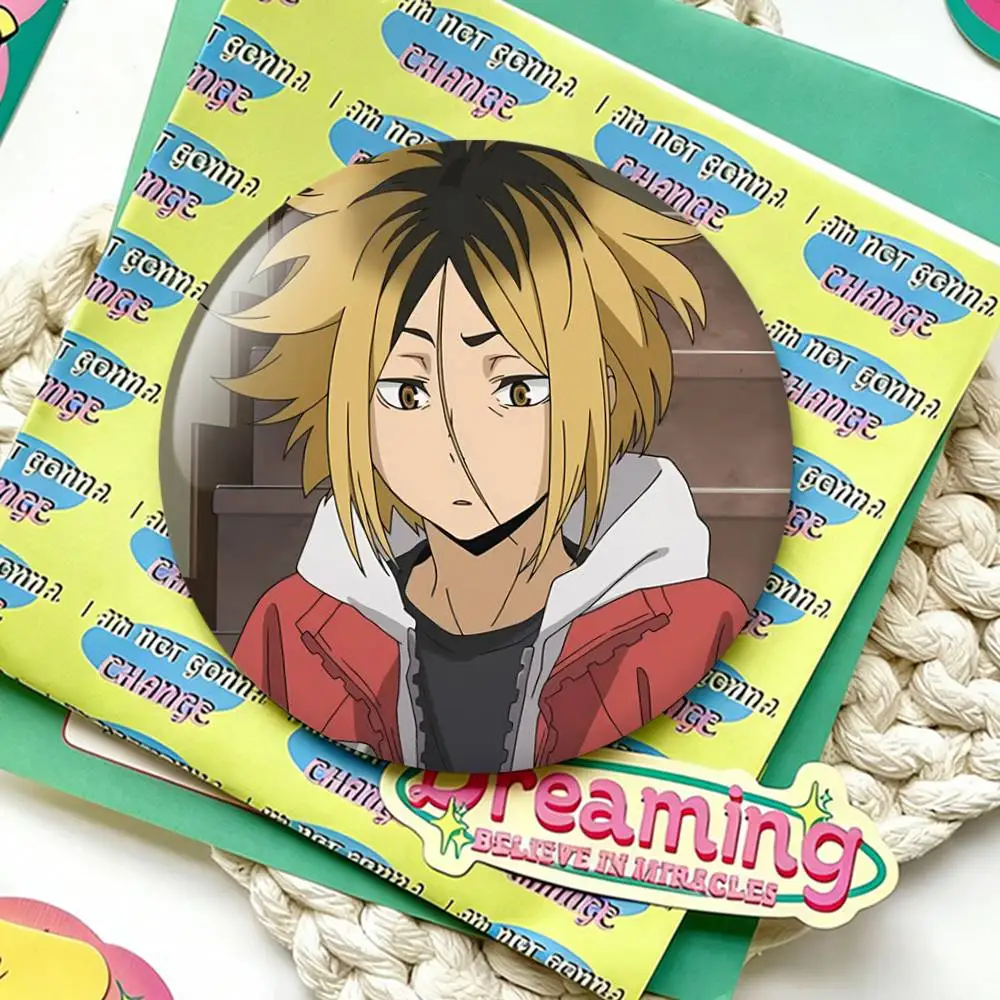 K-Kenma K-Kozume Badge Anime H-Haikyuu Laser Badge Applicable For Backpack Clothes Hats Decor Creative Accessories