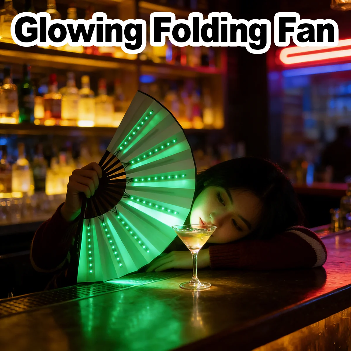 

Светодиодные светящиеся складные вентиляторы, светящийся вентилятор, складной флуоресцентный вентилятор на батарейках для выращивания вечеринок, дома, ночного бара, танцевального выступления