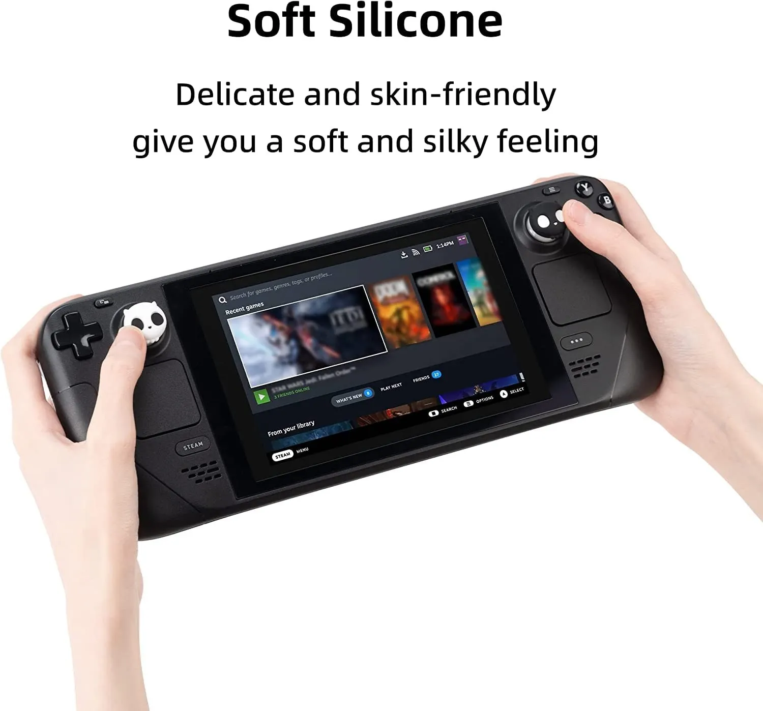 GeekShare Cute Halloween Silicone Skull Joycon Thumb Grip Caps, Cover Joystick compatibile con Steam Deck ,4 pezzi bianco e nero